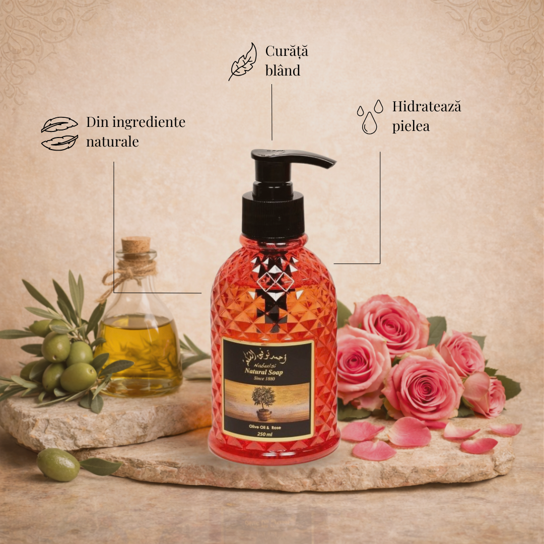 Săpun de Mâini cu Ulei de Măsline și Trandafir 250 ml