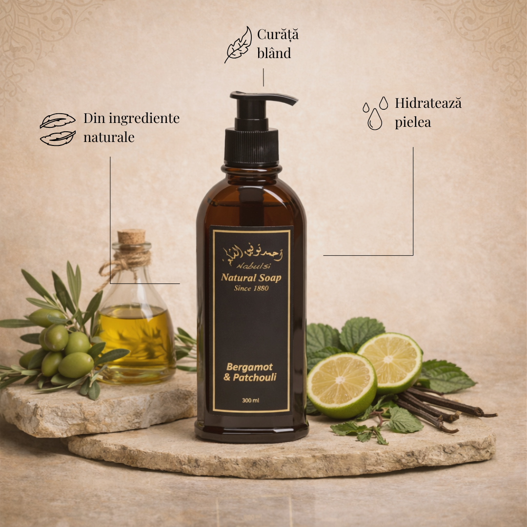 Săpun de Mâini cu Ulei de Măsline & Bergamotă & Patchouli 300 ml